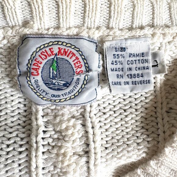 Y2K Cable Knit Sweater - Heavy Preppy V Neck - Dark Academia - Size L - Picture 7 of 8